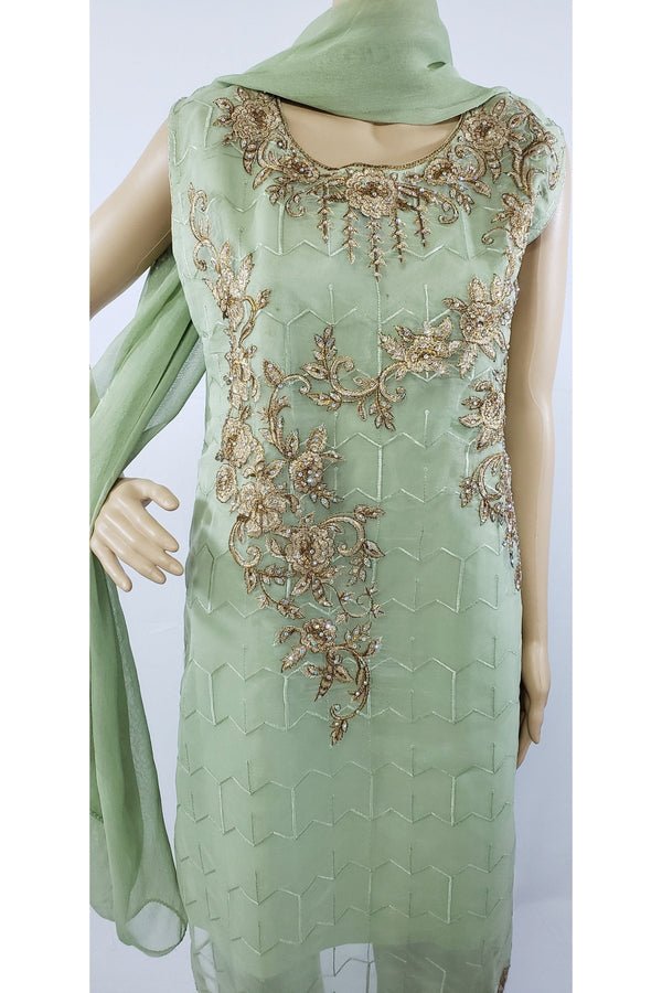 Zari embroidered party/wedding three piece dress medium