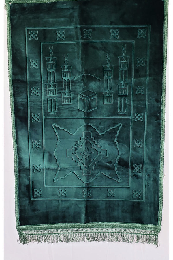 Muslim Large Quilted Prayer Rug Green