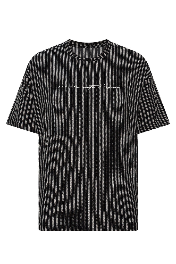 Men's Striped Black T-shirt