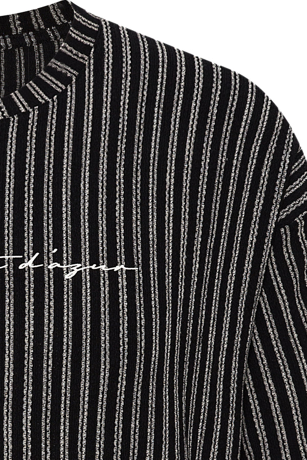 Men's Striped Black T-shirt